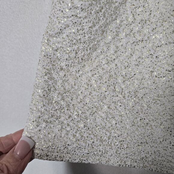 VTG Rue21 Top L White Metallic Gold Sparkle Pearls Rhinestones McBling Evening - Picture 8 of 13